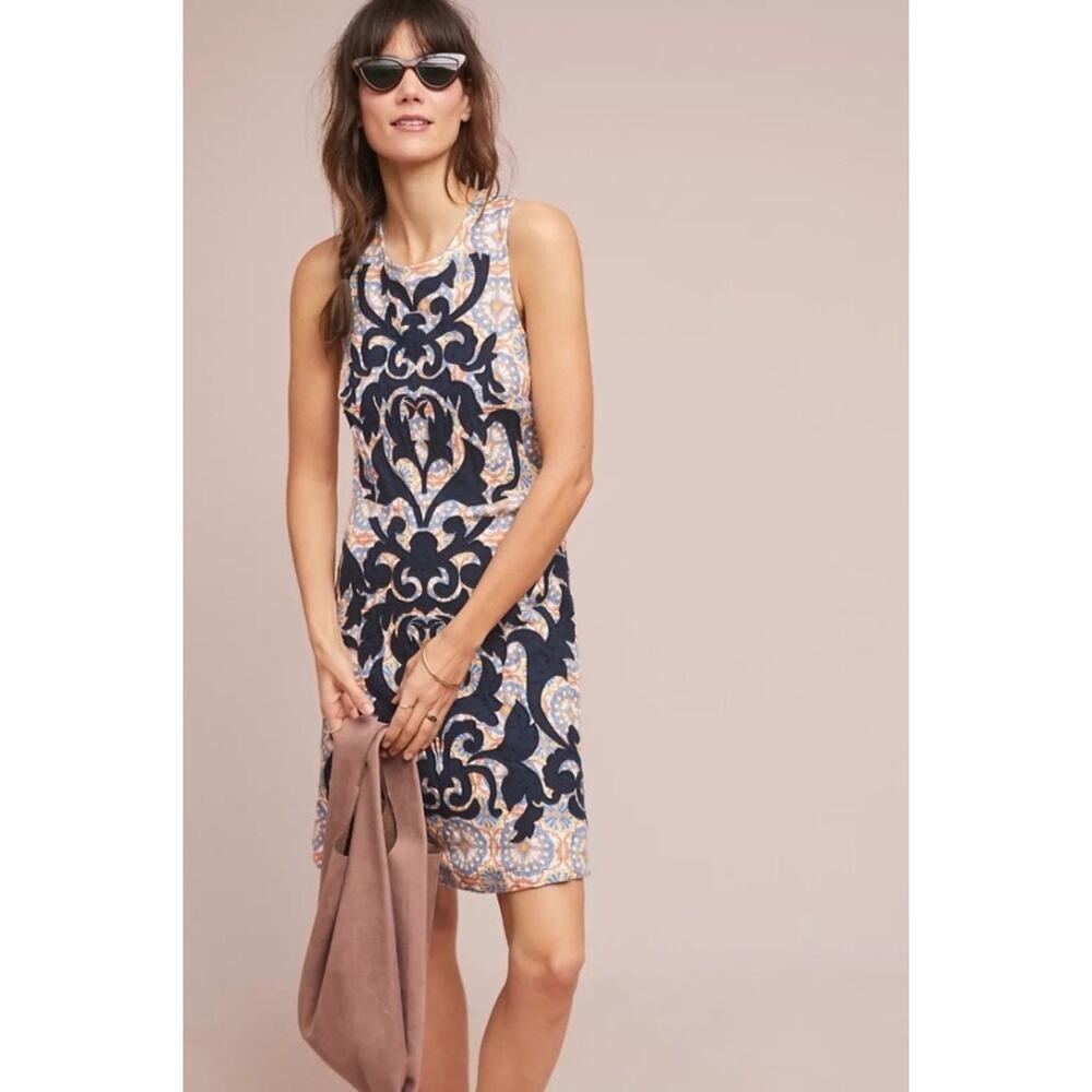 NWT Anthropologie Vanessa Virginia Linen Blend Embroidered Owen Shift Dress 0